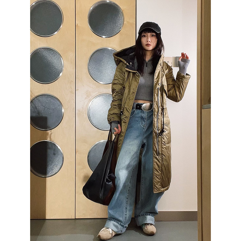 Designer Women's Winter New Unisex Hooded Mid-length White Goose Down Jacket Designer Women's Winter New Unisex Hooded Mid-length White Goose Down Jacket