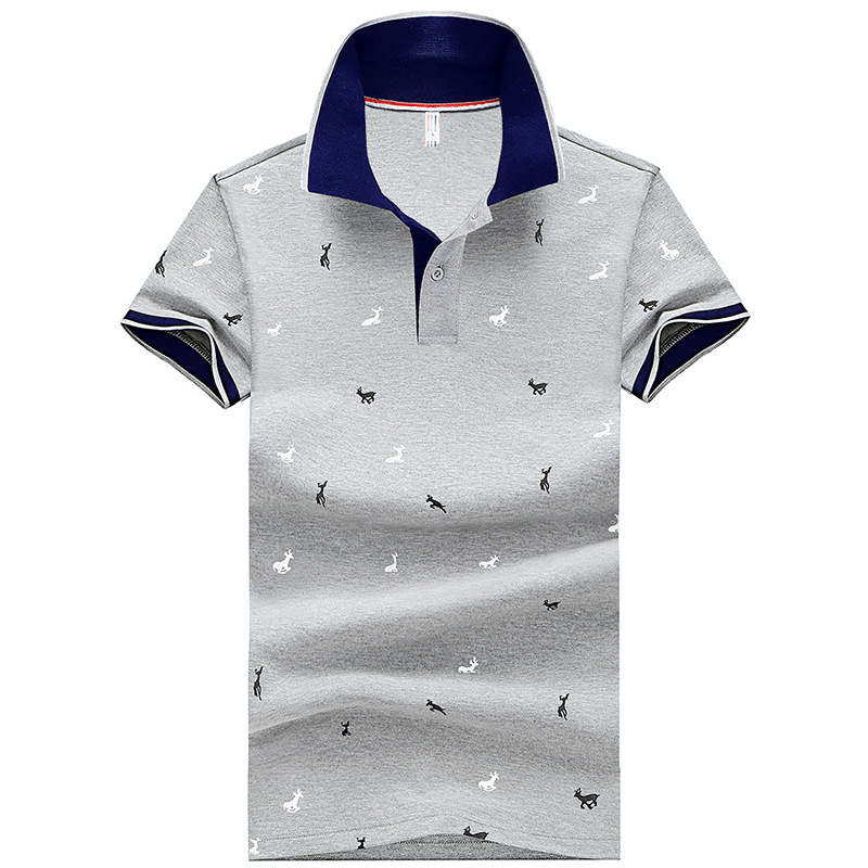 2022 Short sleeve T-shirt men a generation of summer men's thin polo shirt fawn print lapel T-shirt large size