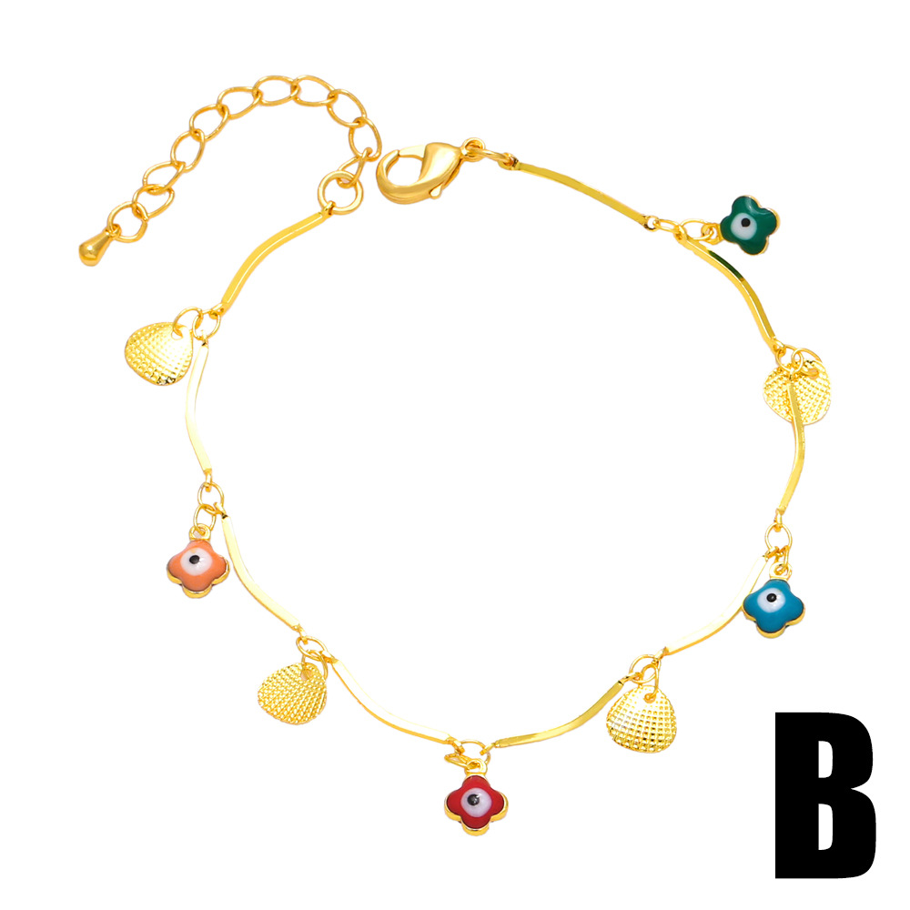 Bohemian Devilu0027S Eye Flower Copper Enamel Plating Inlay Resin Bracelets 1 Piece