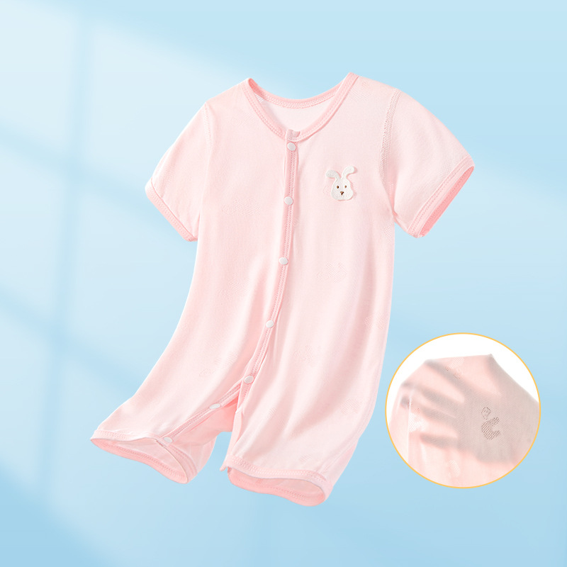 Bebé de verano camiseta recién nacido delgado pijama de manga corta luna llena ropa de verano para niños y niñas ropa de bebé