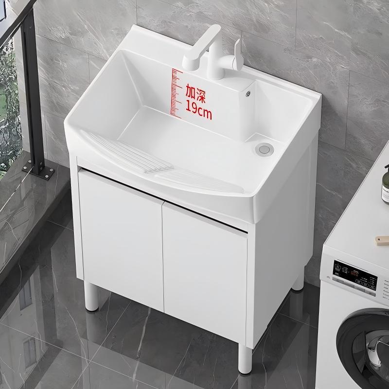 lavabo de balcón tipo piso gabinete de lavadora combinado lavabo profundizado integrado lavabo con tabla de fricción