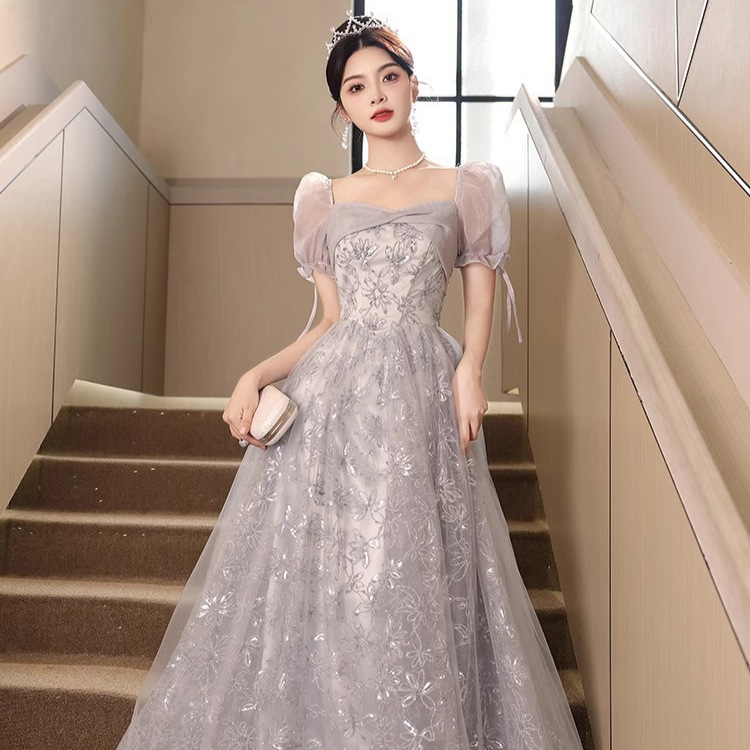 French Host Adult Ceremony Evening Dress High-end Banquet Dress Light Luxury Art Examination Annual Meeting Princess Dress Small Dress