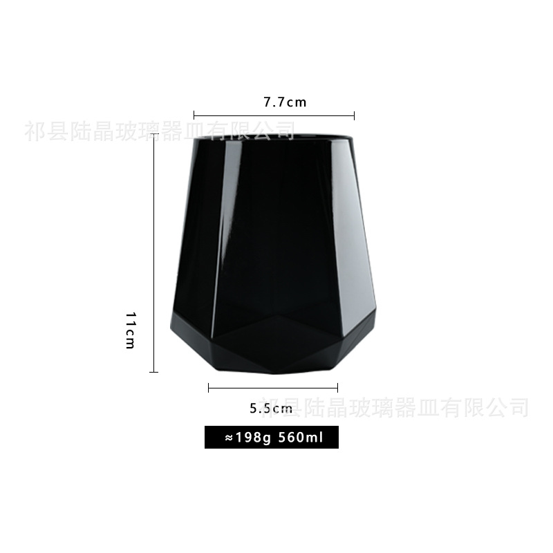 Estrella Negro Taza geométrica hexagonal botella de agua fría conjunto de vino de vidrio traje de hogar de gran capacidad traje de botella de agua