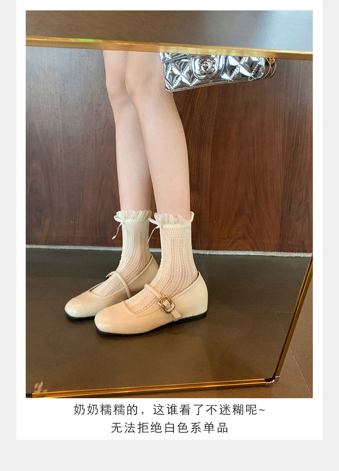 Giày Mary Jane nữ mũi vuông miệng nông, đế mềm gót 3–6 cm — Bạc (kiểu đế bệt), Bạc (tăng bên trong), Màu trắng (kiểu đế bằng), Màu trắng (tăng bên trong) chi tiết 28