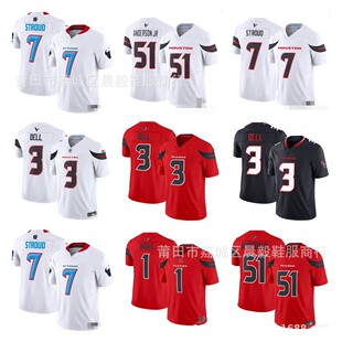 Texans 7# Stroud 51# Anderson Jr New 3 Generation Embroidered Rugby Clothes Wholesale