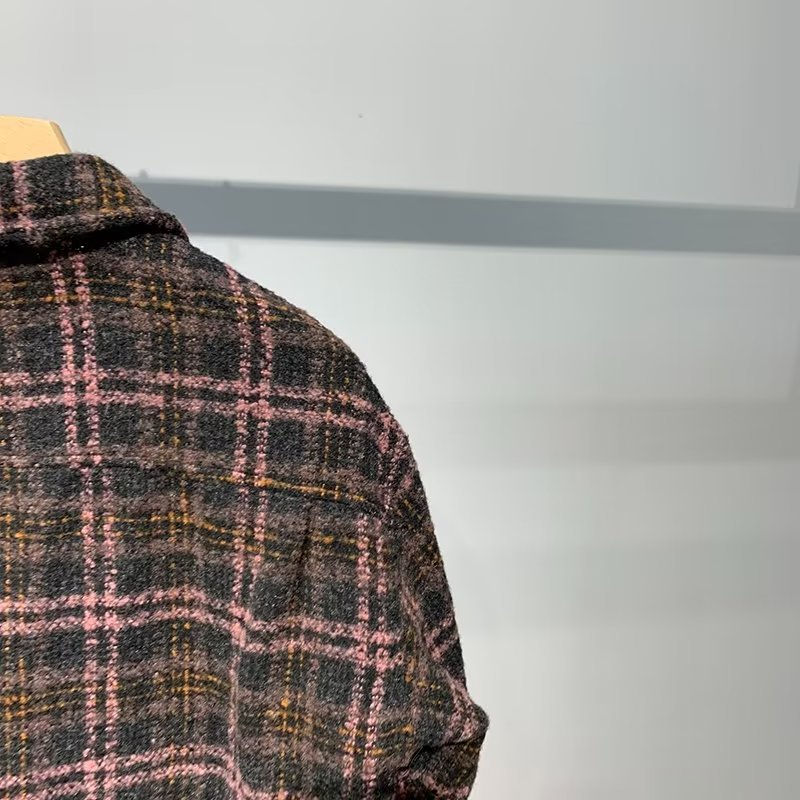 Japanische Retro-Jacke für Herren im High-End-Stil, neuer Herbst-Look, Chanel-inspiriertes Karohemd, Wolljacke, Trendmarke_voghion.com