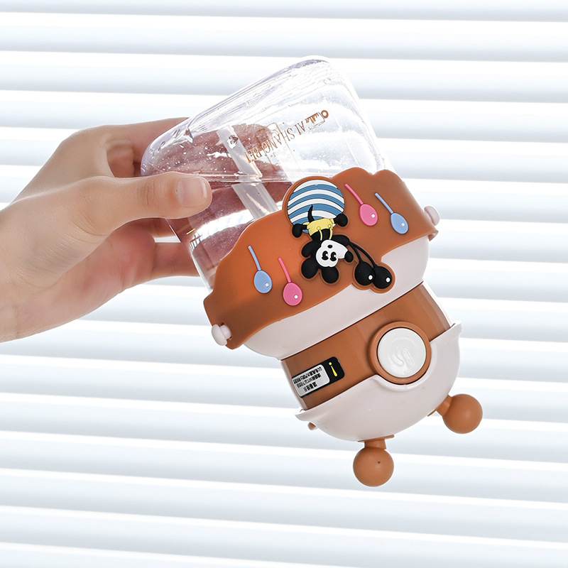 Taza de leche para bebés, taza de agua para niños, mango portátil de jardín de infantes, taza de plástico de doble propósito, taza para bebés