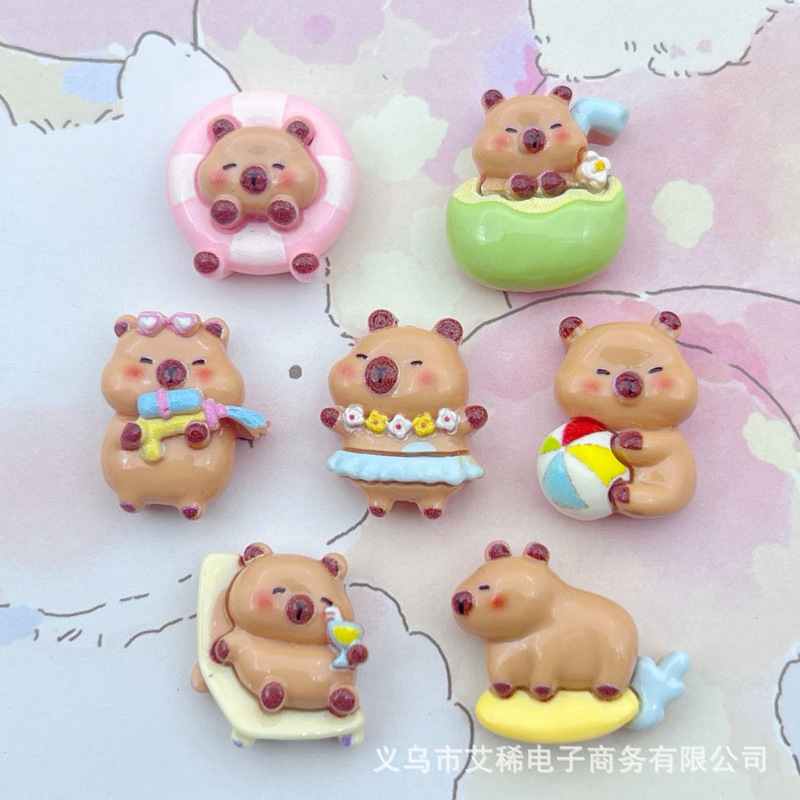 Mini Cartoon Beach Capybara Coconut Swimming Ring Capybara Resin Accessories Cream Glue Phone Case Hairpin Small Accessories Mini Cartoon Beach Capybara Coconut Swimming Ring Capybara Resin Accessories Cream Glue Phone Case Hairpin Small Accessories
