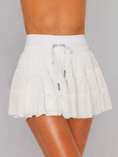 Wholesale In-Stock Hot-Selling Sweet and Fresh Solid Color Lace Mesh Patchwork Skirt Pants with Anti-Exposure Safety Shorts Half Skirt