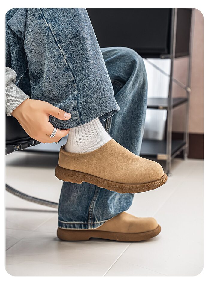 Dép sandal nam bít mũi da PU đế dày chống trượt kiểu lười xỏ chân — Màu nâu, màu be, màu đen chi tiết 7