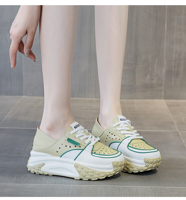 Giày sneaker nữ da thật đế dày phong cách thể thao tăng chiều cao, có thể xỏ như dép, mẫu hè 2026 — M2328 màu tím, M2328 màu đen, M2328 Màu Đỏ, M2328 màu xanh lá chi tiết 25
