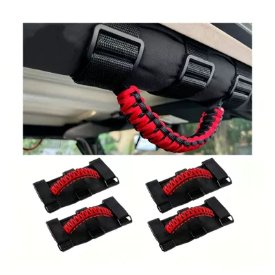 handle woven handle car – Armrest, handle, handle - braided-rope-handle-red-hardware-buckle