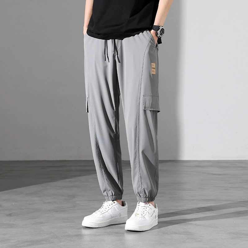 Летние 2023 мужские брюки больших размеров из ледяного шелка больших размеров