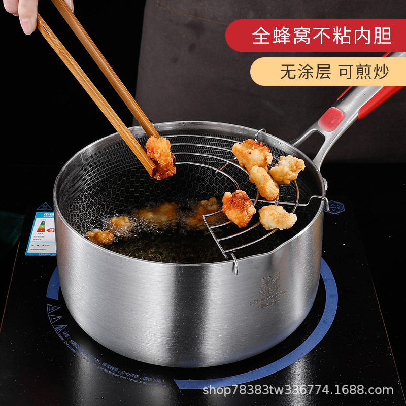 Olla para suplementos de alimentos para bebés, olla para cocinar leche para bebés, olla antiadherente, olla pequeña para sopa para niños sin recubrimiento de acero inoxidable, sartén para nieve, sartén para freír huevos