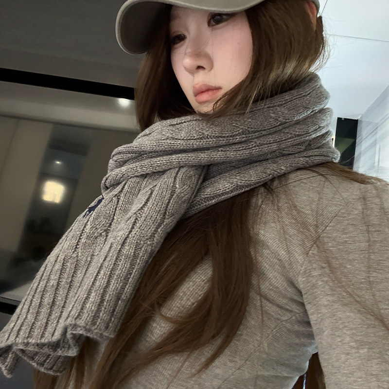 搭配王者 本期b入5色马标 含30%羊毛针织围巾自留款麻花女|undefined