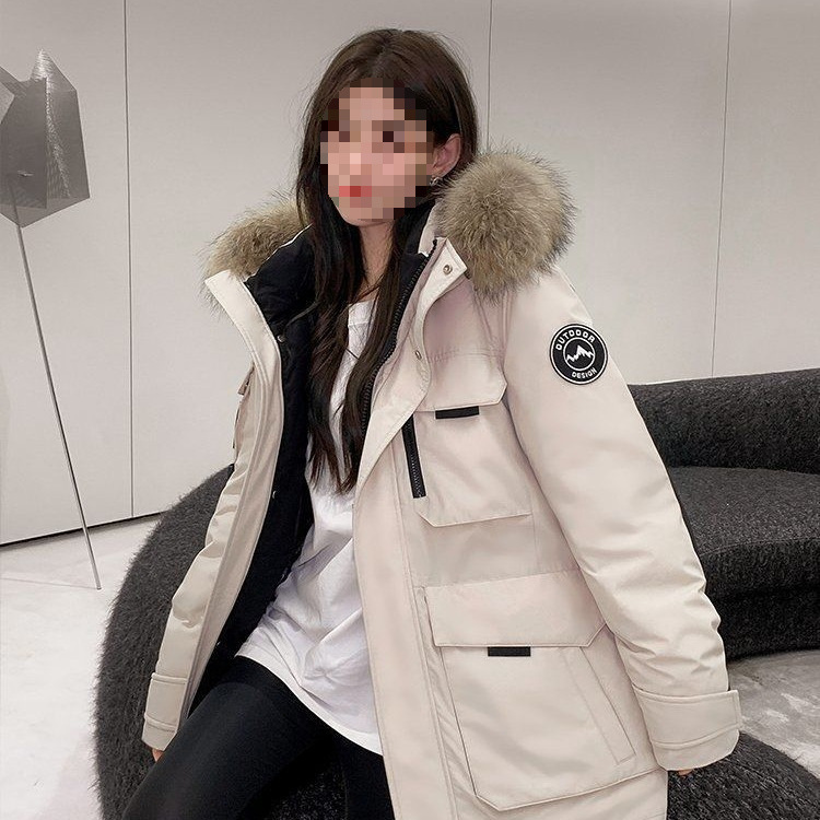 羽绒服男女冲锋衣2025冬季新款户外白鸭绒加厚大毛领情侣工装外套