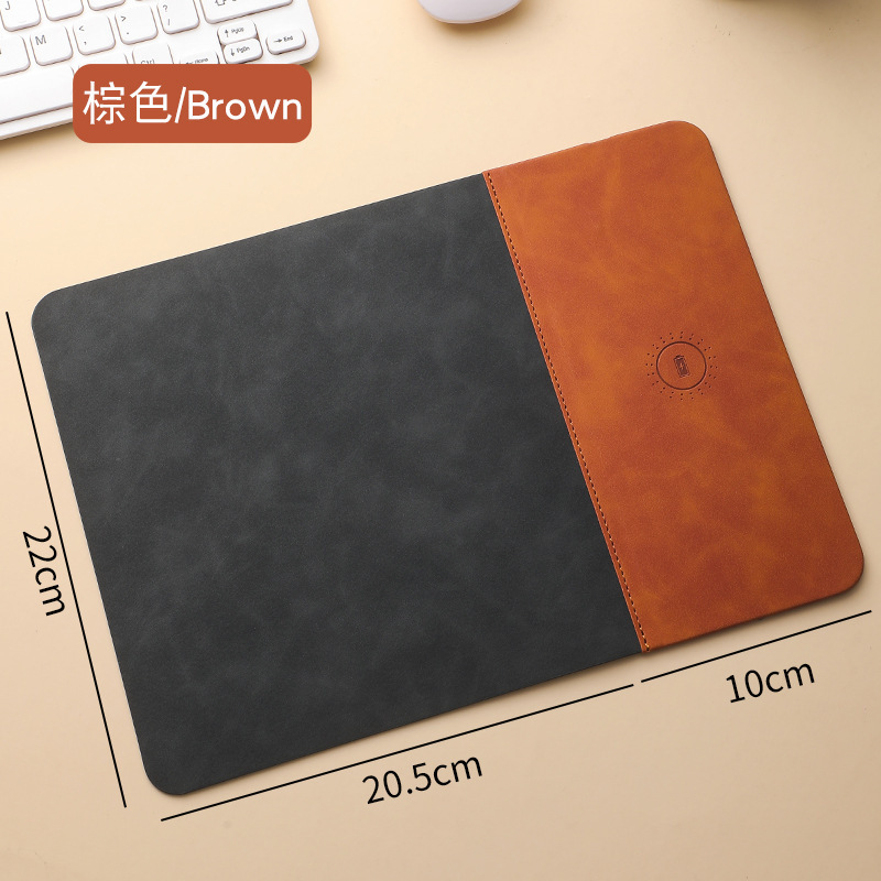 Alfombrilla de ratón con carga inalámbrica 15W, PU antideslizante, oficina comercial, personalizable