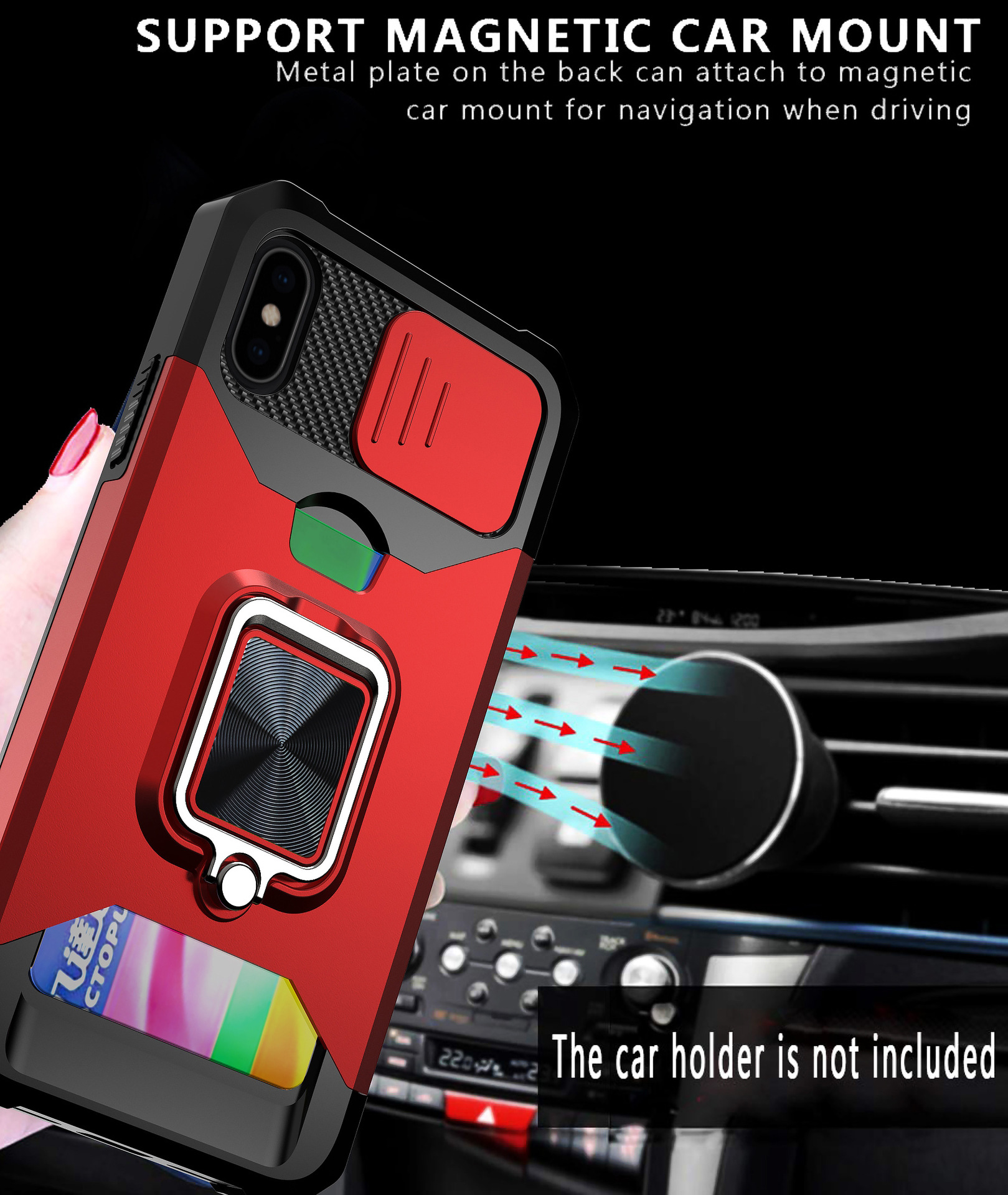 Card Ring Magnetic Mobile iPhone Case Protective Cover