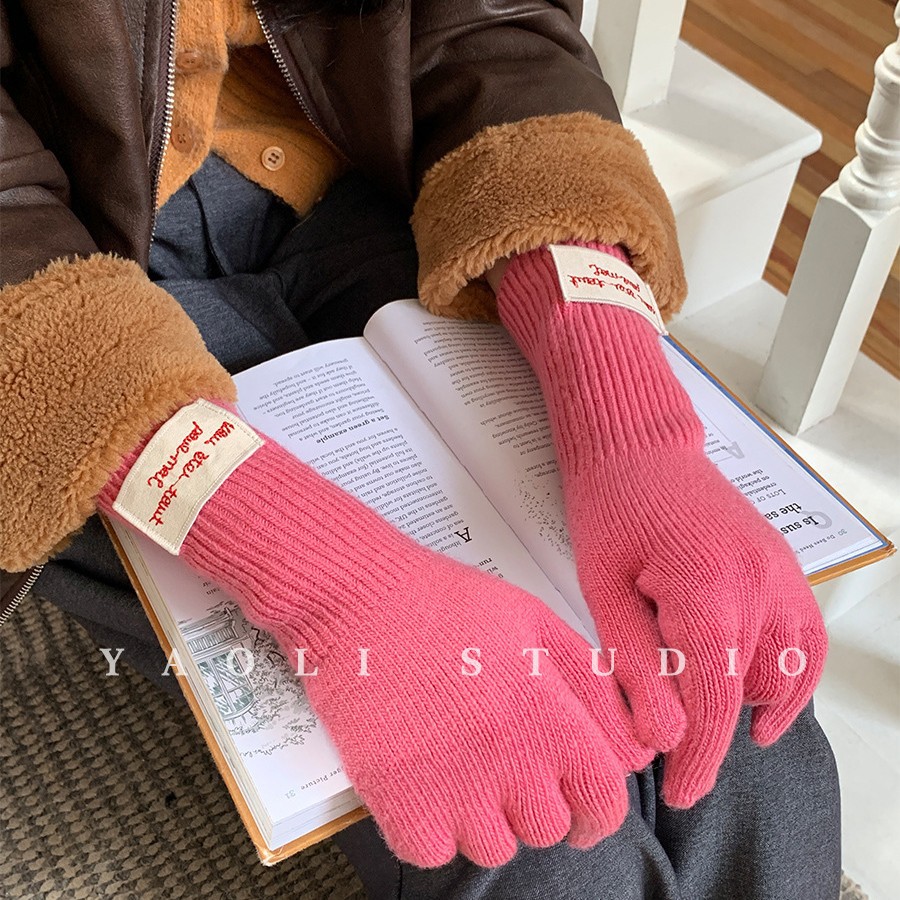 Made in Yaoli~Korean Long Wool Knitted Wool Gloves for Women in Autumn and Winter, Warm, Fingerless, Touch Screen Cycling