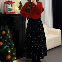 ʥ�������ɫ��֯����ȹ��Ů�ﶬ2025�¿����Ư����װһ���׳�ȹ