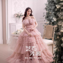 藕粉色主婚纱高端情侣主题婚纱森系吊带影楼服装旅拍韩式写真礼服