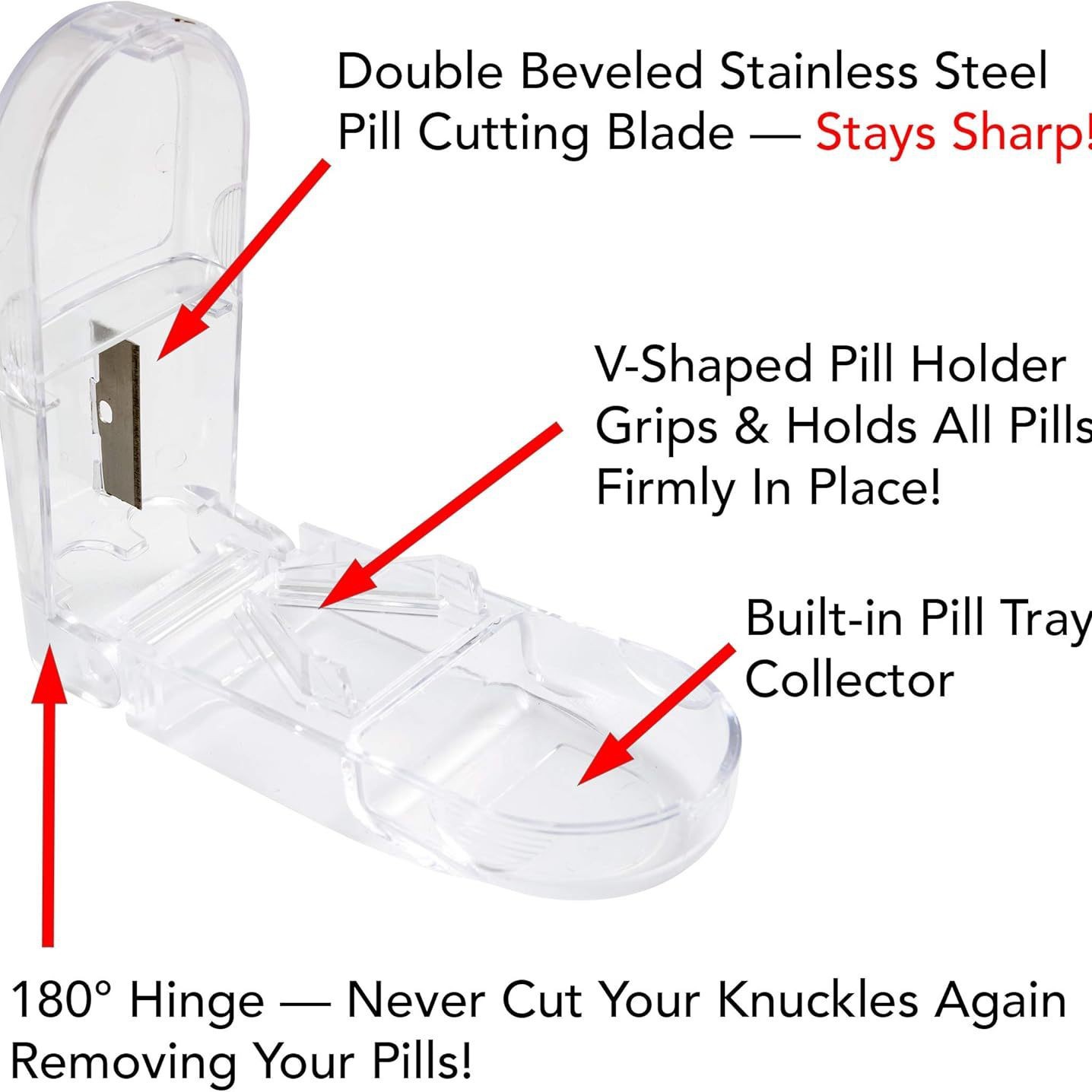 Caja cortadora de pastillas de plástico transparente, para personas mayores, portátil, funciona como divisor y cortador, producto transfronterizo