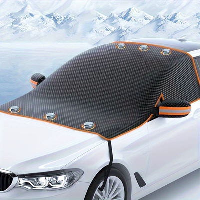 Car snow shield – Moisture-Proof Oxford Cloth Snowproof - 6-magnets-round-triangle-thickened-orange-edge-orange-ears
