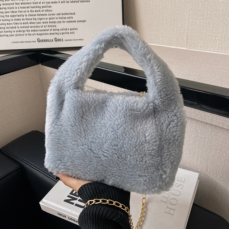 Pluche niche-ontwerp Dameskleurige crossbody Nieuwe herfst- en winterhandtas 2023 Chain pluchen tas_voghion.com