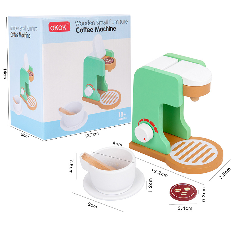 Simulación de pan para niños pequeños mezclador casero juguete modelo de máquina de café molde de jugo de bebé de madera image 8