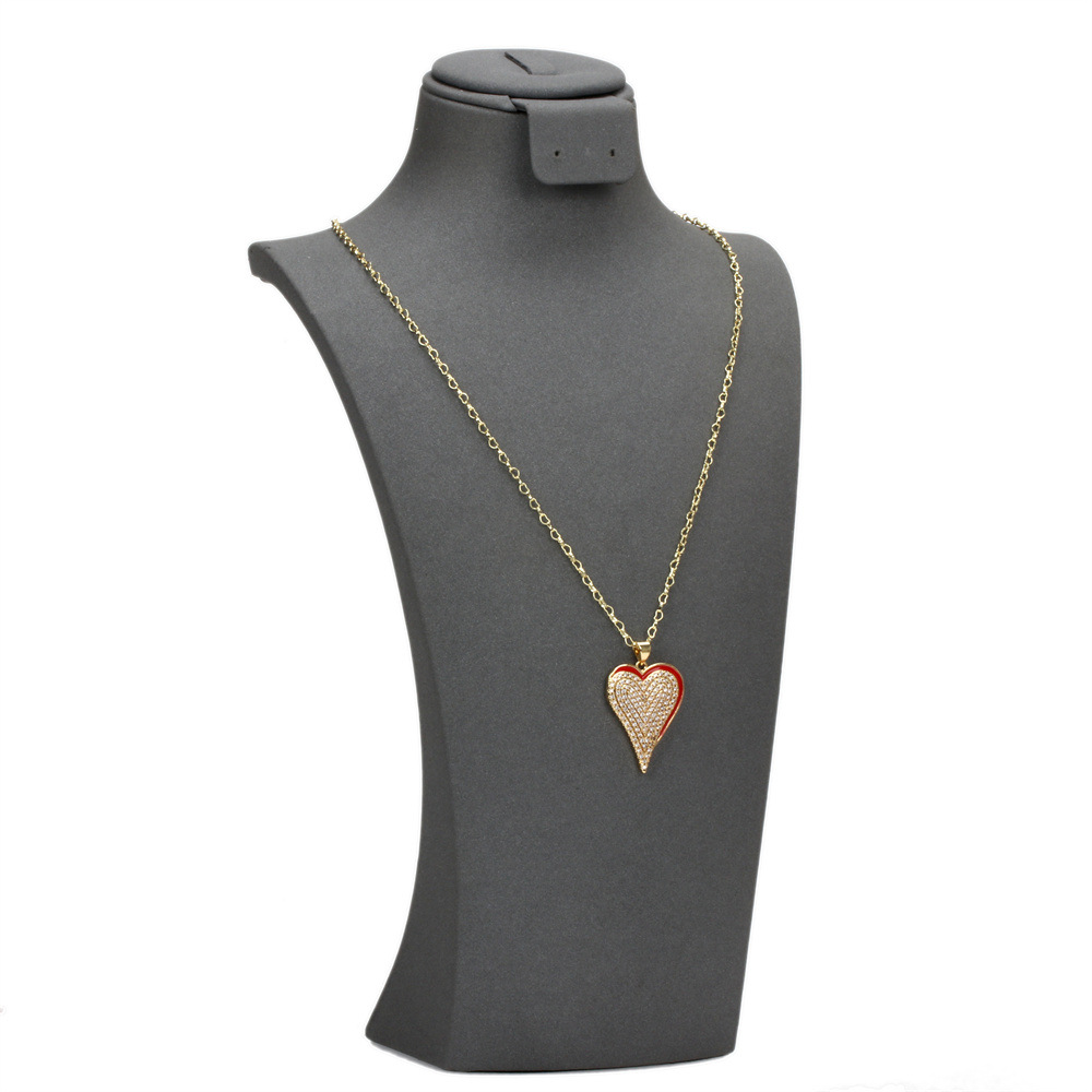 Fashion Retro Zircon-embedded Heart Pendant Oil Dripping Necklace For Women display picture 2