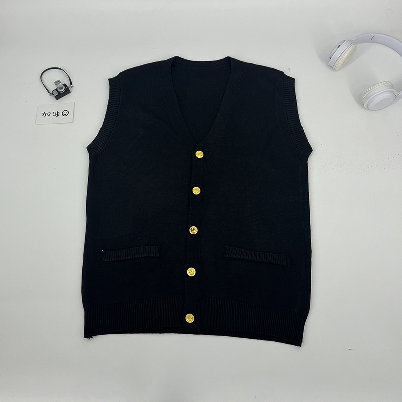 오리지널 JK 유니폼 가을과 겨울 스웨터 단색 학술 스타일 니트 조끼 소녀 학교 버튼 조끼 스웨터