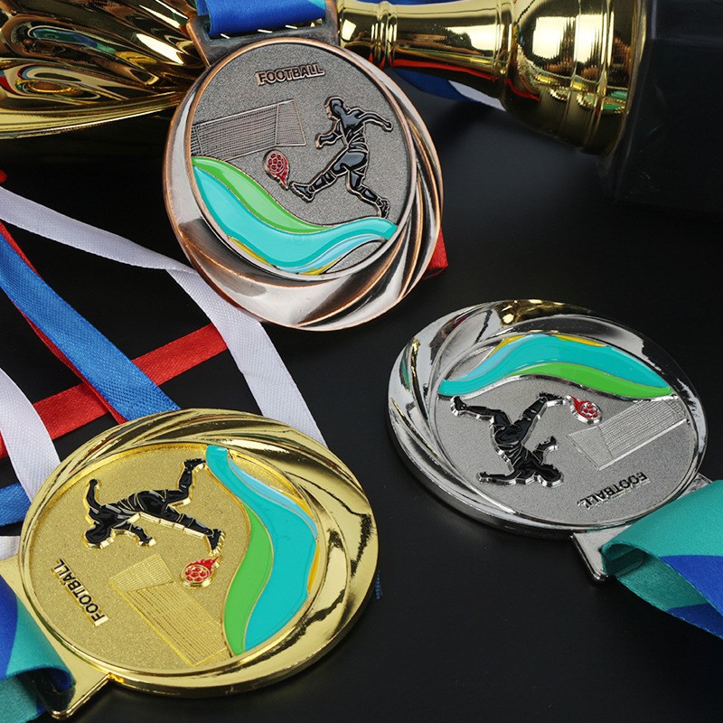 Fabricación de medallas de metal listado fútbol oro y plata juegos de cobre competencia medalla Medalla de Honor Premio Conmemorativo haciendo