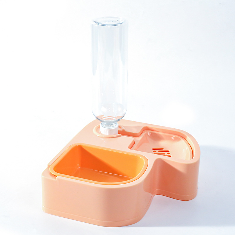 Alimentador de agua potable para mascotas Tazón doble de plástico integrado de agua y comida para aves Dodo multifunción Tazón de agua para perros Tazón de agua para gatos