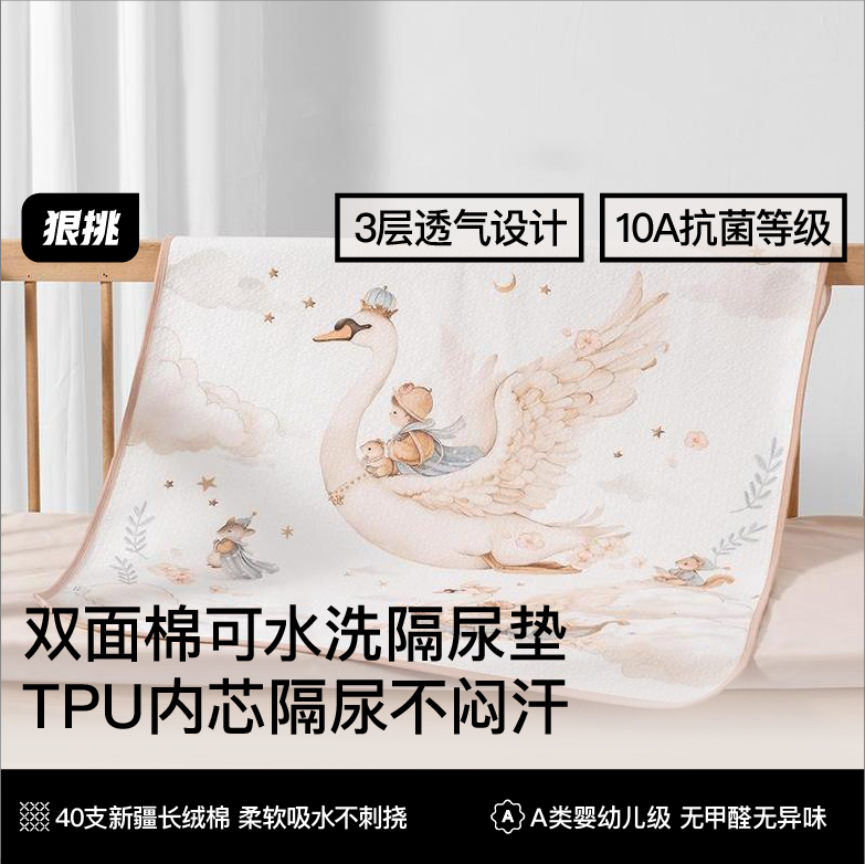 Premium Double-Sided Pure Cotton Baby Urine Pad, Class a Antibacterial, Waterproof, Breathable, Washable, Large Size Menstrual Pad, Period Mattress, Children's Baby Bed Sheet