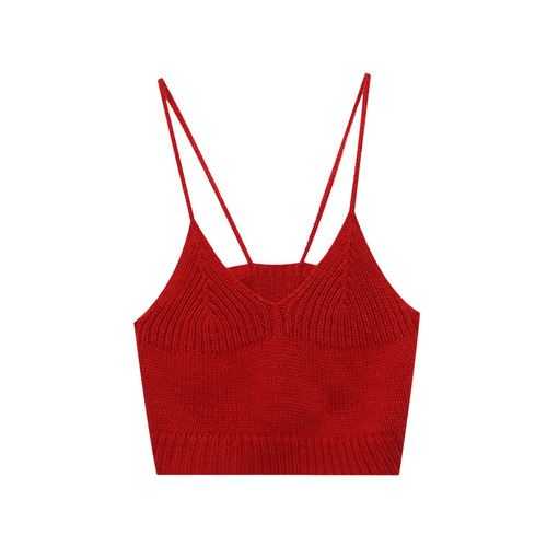 3th Morning Layered Korean Style V-Neck Fitted Short Knit Camisole ZY2833