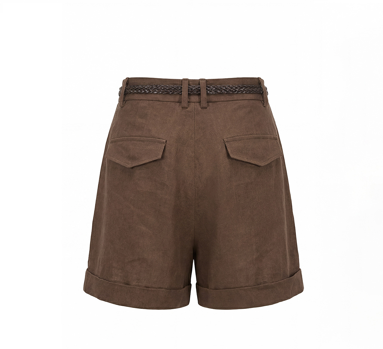 Quần short nữ kaki cạp cao ống suông chống nhăn phong cách công sở — Xanh lông mòng đen chi tiết 34