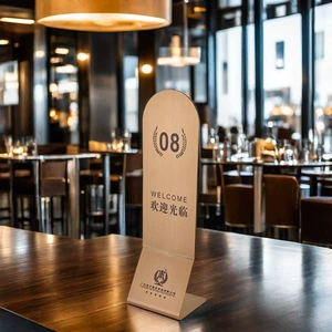 南 Fang Hotel Supplies P-73 Отель Банкетный зал Настольный стол из нержавеющей стали Простой номерной знак