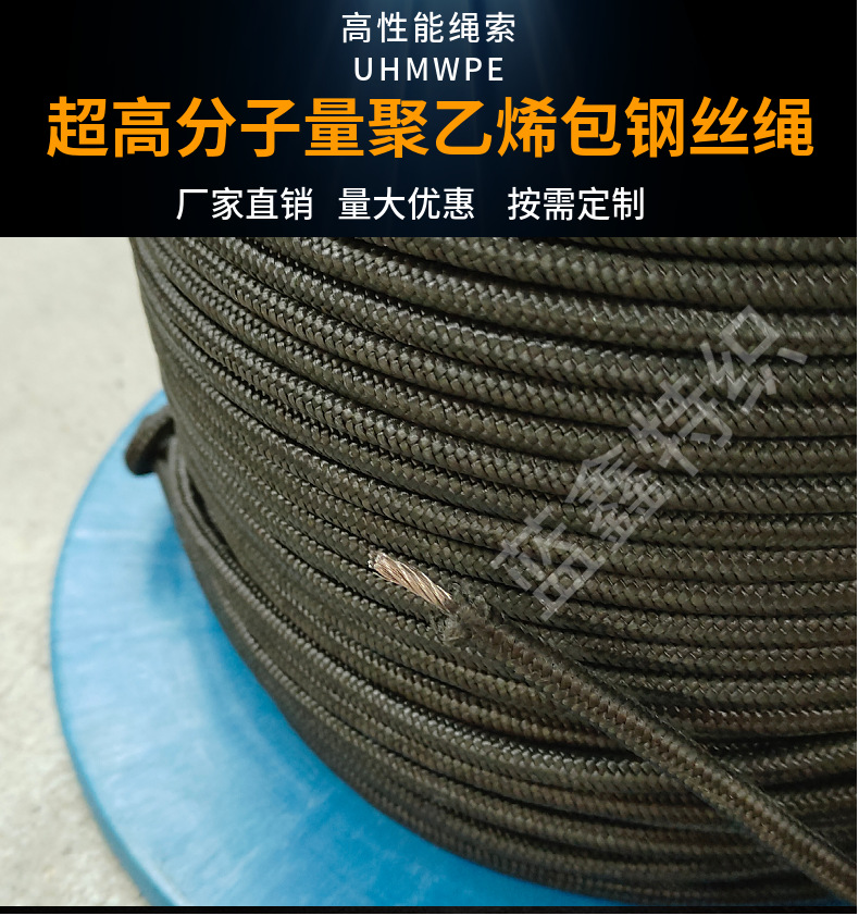 超高分子包钢丝绳16编大力马包钢芯绳健身器材专用PE包7*19钢丝绳-阿里巴巴