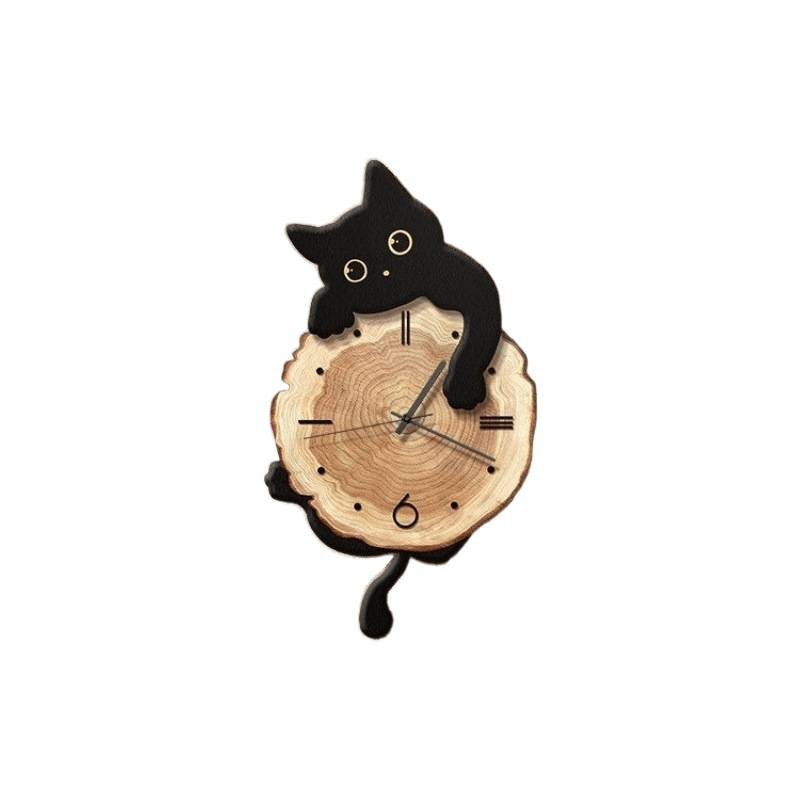 现代简约猫咪钟表挂钟客厅创意时钟挂墙高级感艺术网红新款包邮|undefined