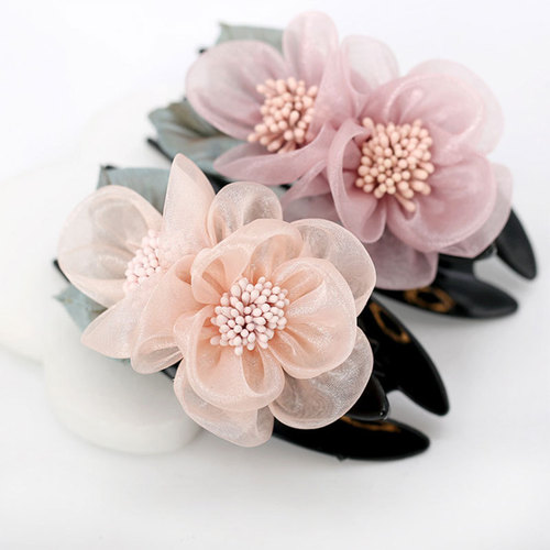 Duckbill Clip Large Clip Ladies' Hair Clip Korean Style Silk Flower Fabric Hair Clip Fashion Top Clip