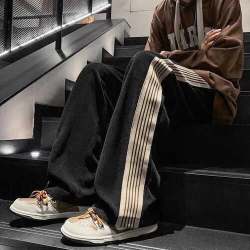 Casual pants, men's spring and autumn loose large size sports pants, men's autumn and winter corduroy, fat and large pants