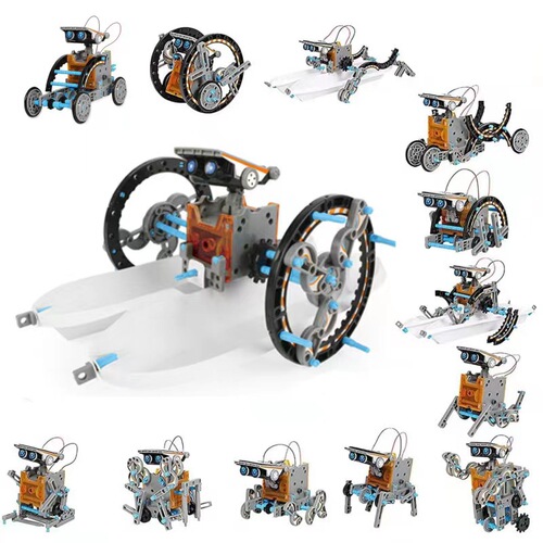 Cross-border solar assembly scientific experiment DIY assembled educational toy car 13-in-1 intelligent fun robot