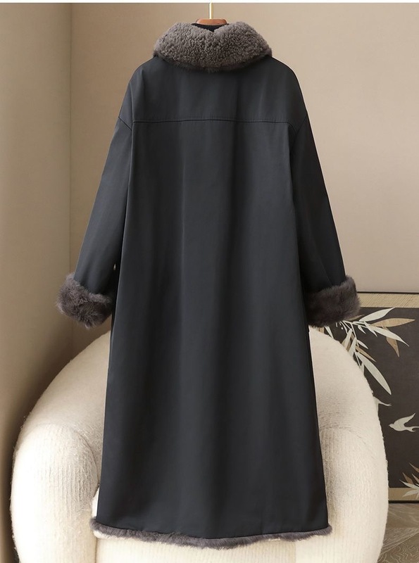 毛毛拼接双面穿皮草派克服女2025秋冬长款显瘦真毛保暖棉服外套潮|undefined