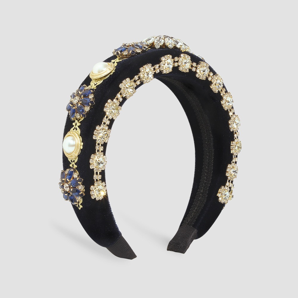 Baroque Palace Style Exaggerated Thick Sponge Headband Full Of Diamond Flower Hair Accessories display picture 4