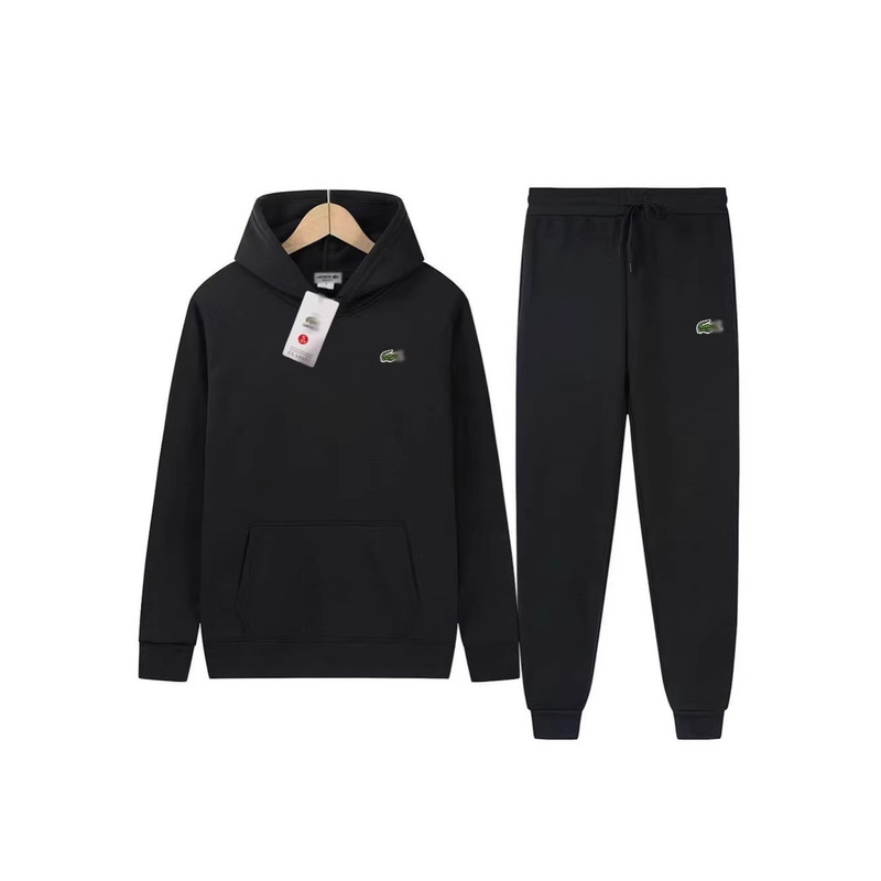 Cross-Border Foreign Trade Hot-Selling Embroidered Crocodile Logo Hoodie Sweatshirt + Sweatpants Set, Unisex Trendy Casual Wear