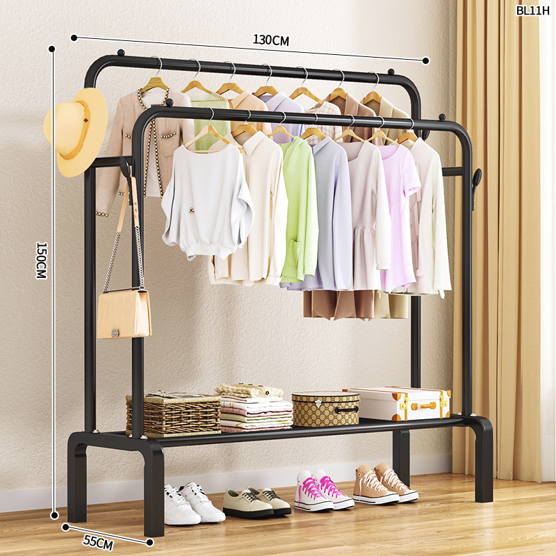 130 블랙 [업그레이드된 더블 폴] 더블 행잉 옷