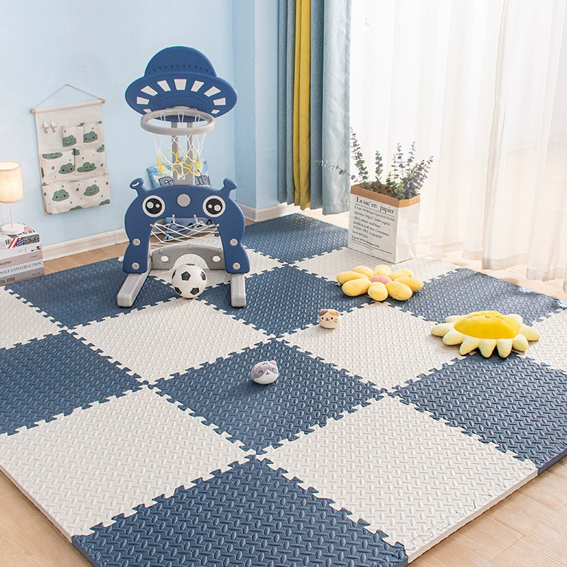 Thickened foam interlocking floor mat for crawling and playtime; soft, non-slip leaf-pattern tiles