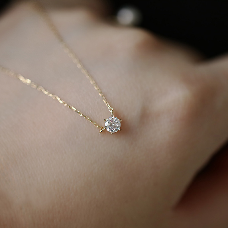 Daily Occasion Sterling Silver Material Sterling Silver Zircon Cable Chain Plating Geometric Pendant Necklace