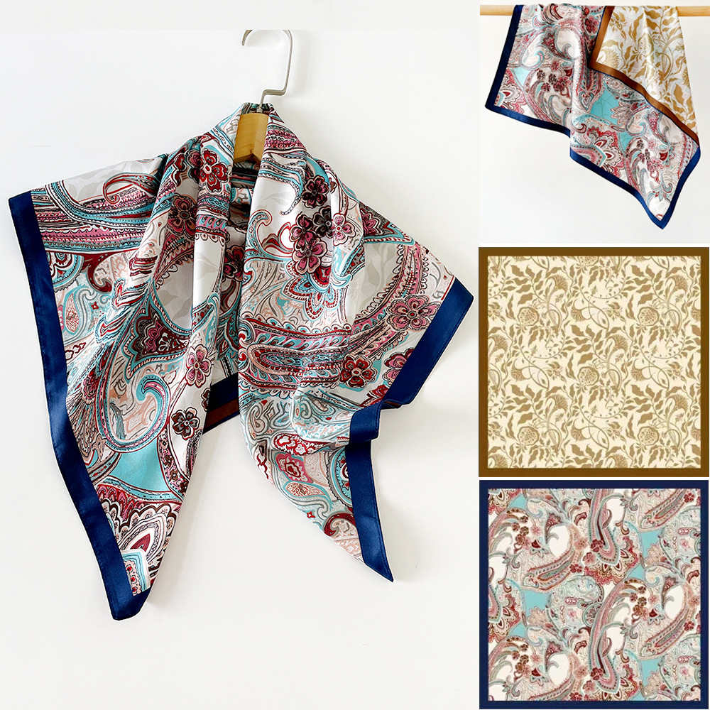 Silk Scarf For Women 70cm Square Twill Double Sided Printed Fashionable Professional Collar Shawl_voghion.com