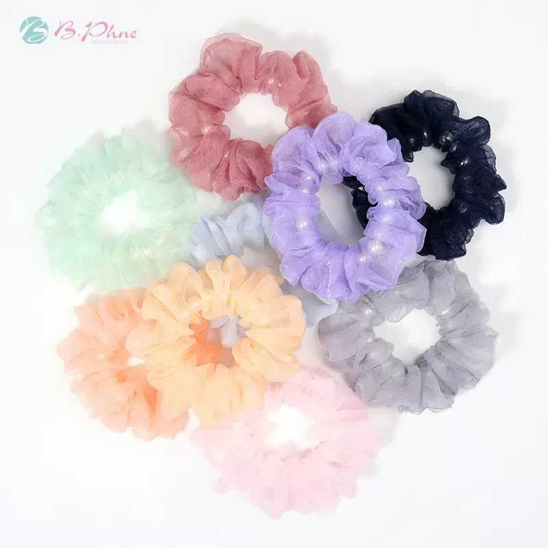 贝菲夏新款法式纯色珍珠发绳ins大号网红少女可爱猪大肠发圈头饰